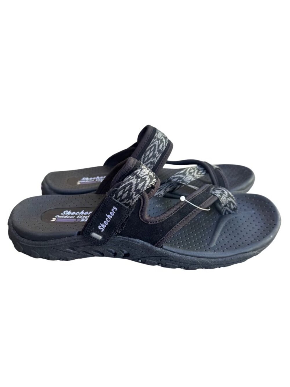 Skechers Reggae 163077 Women's Size 8 Black Adjustable Outdoor Sandals Shoes